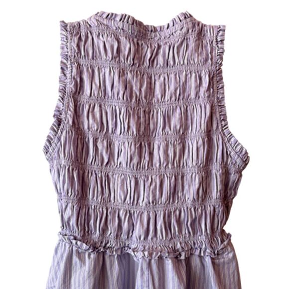 Old Navy Lavender White Striped Sleeveless Smocked Dress Size L - Picture 6 of 12